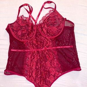 Sexy Red Lace Lingerie Bodysuit NWOT